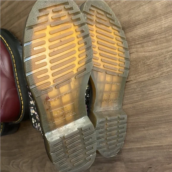 Dr. Martens Black Floral Lace-Up Combat Boots - Picture 8 of 13